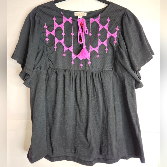 KNOX ROSE Flutter short sleeve top, size S - Picture 1 of 10